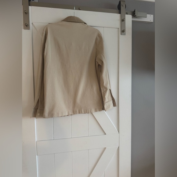 Zara Beige Utility Jacket with Dark Brown Contrast Collar - Picture 6 of 10